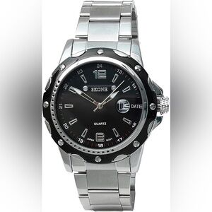 🌙 C1027 Skone Black and Silver Quartz Watch